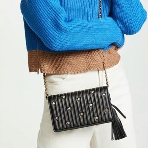 Tory Burch Fleming Star Stud Flat Crossbody Wallet